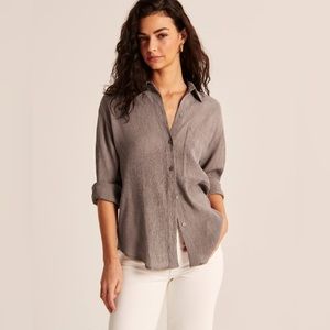 Abercrombie & Fitch Oversized Crinkle Rayon Textured Shirt